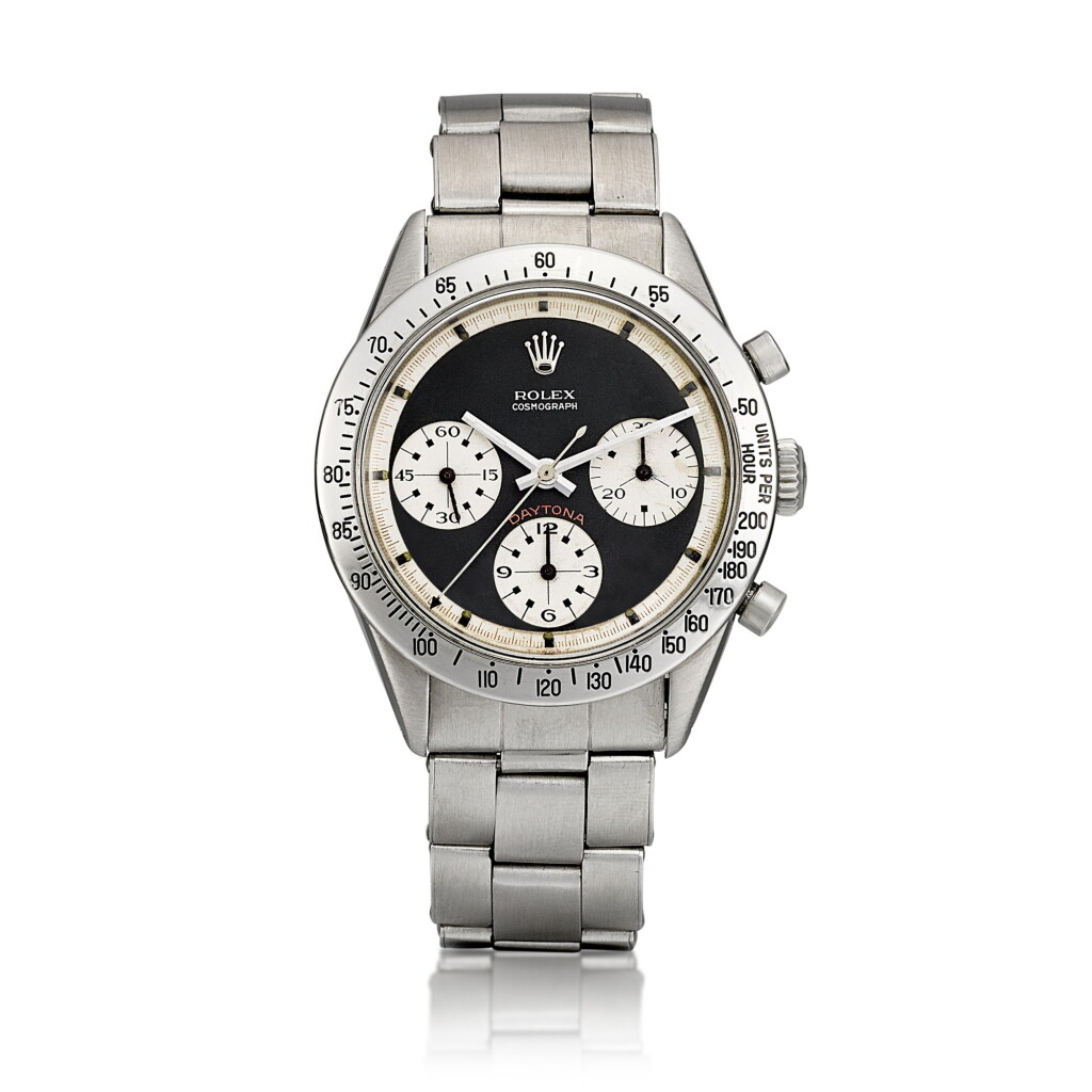 View full screen - View 1 of Lot 2286. Cosmograph Daytona "Paul Newman", Reference 6239 | A stainless steel chronograph wristwatch with bracelet, Circa 1966 | 勞力士 | Cosmograph Daytona "Paul Newman" 型號6239 | 精鋼計時鏈帶腕錶,約1966年製.