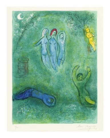 View full screen - View 1 of Lot 13. MARC CHAGALL | DAPHNIS'S DREAM AND THE NYMPHS (M. 325; SEE C. BKS. 46).