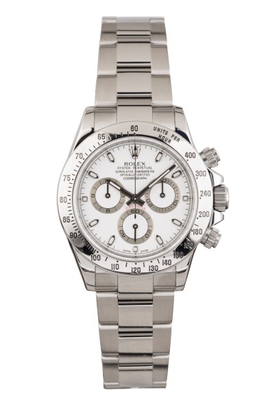 View full screen - View 1 of Lot 3. ROLEX | Daytona, Ref 116520 A Stainless Steel Chronograph Wristwatch with Bracelet Circa 2011.