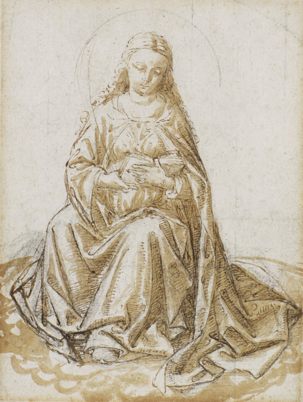 View full screen - View 1 of Lot 132. A female saint, seated, reading a book .