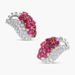 Pair of Ruby and Diamond Earclips