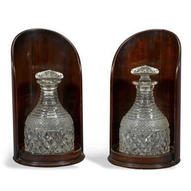 View full screen - View 1 of Lot 48. A pair of Irish George III mahogany decanter stands, late 18th/early 19th century.