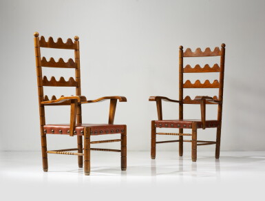 View full screen - View 1 of Lot 59. Pair of chairs, model n. 6239.