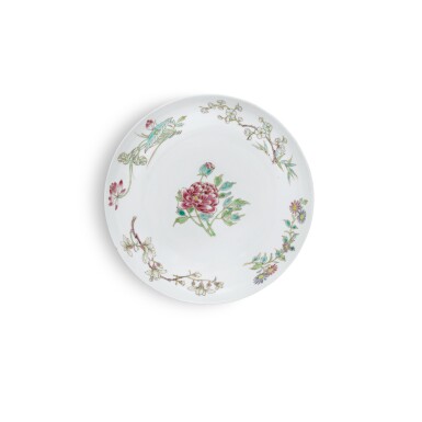 View full screen - View 1 of Lot 217. A fine famille-rose 'floral' dish, Mark and period of Yongzheng.