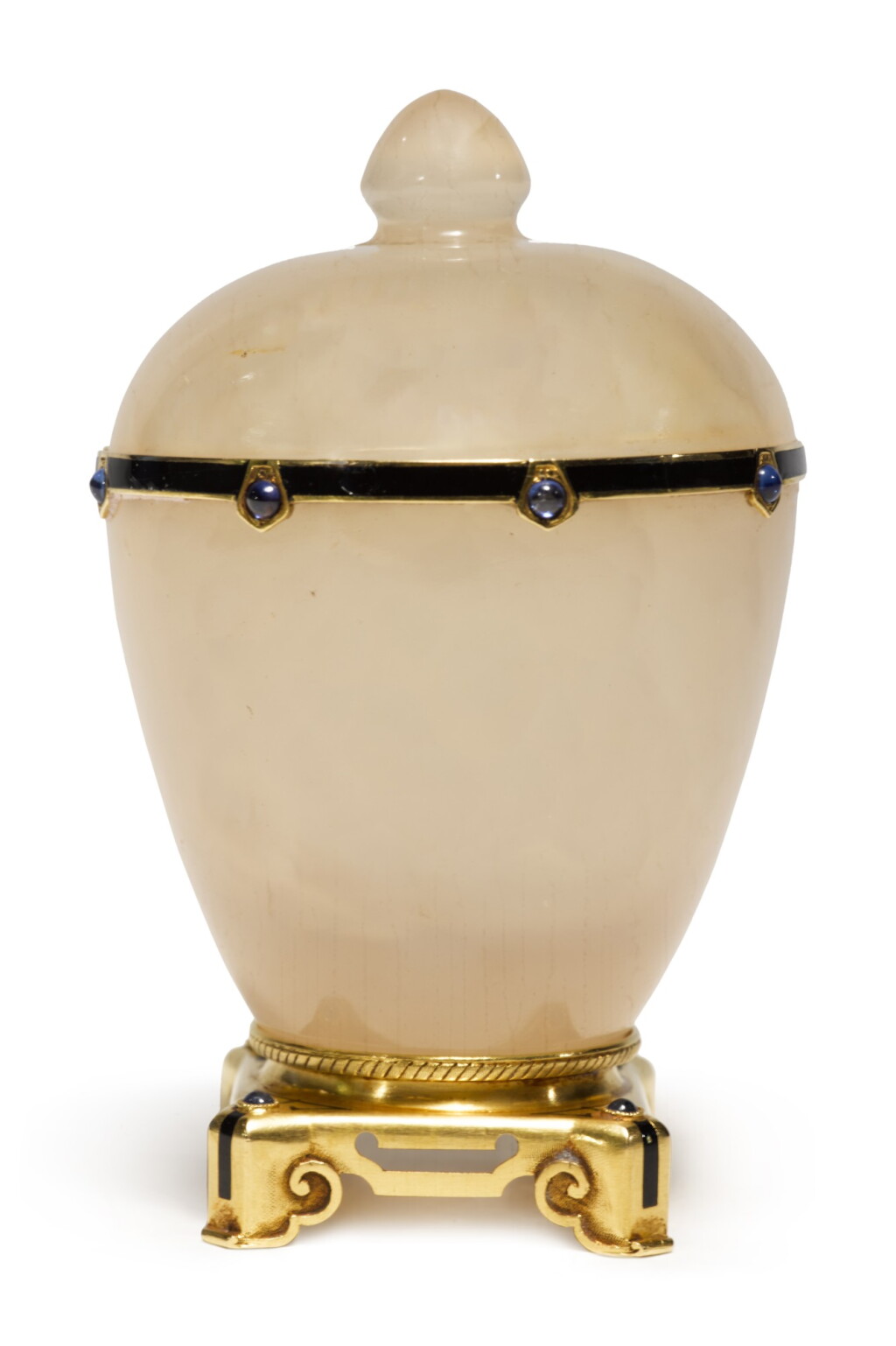 View full screen - View 1 of Lot 450. A French Small Agate Covered Cup Mounted in Gold, Enamel, and Jewels, Paris, Circa 1925.