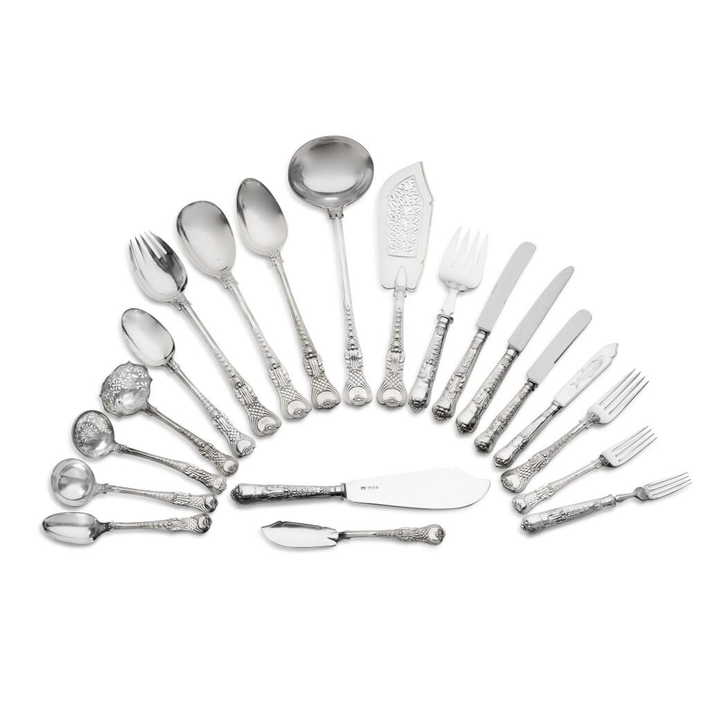 View full screen - View 1 of Lot 154. An impressive set of Coburg pattern silver cutlery, majority by the Chawner family, London, 1825-1989.