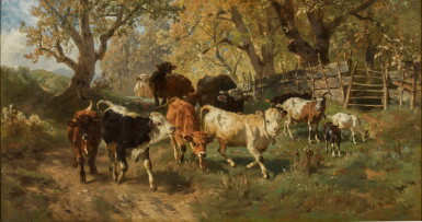 View full screen - View 1 of Lot 124. Calves in a Wooded Glade.