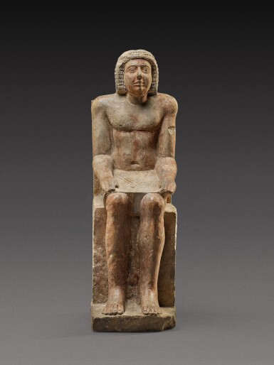 View full screen - View 1 of Lot 54. An Egyptian Polychrome Limestone Figure of Hem-Min, 6th Dynasty, 2360-2195 B.C. .