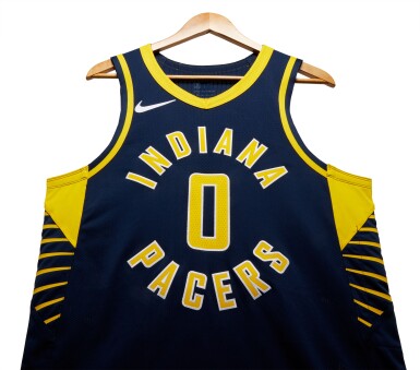 View full screen - View 1 of Lot 33. Tyrese Haliburton Indiana Pacers 2023-2024 Game Worn Icon Edition Jersey | Double-Double.