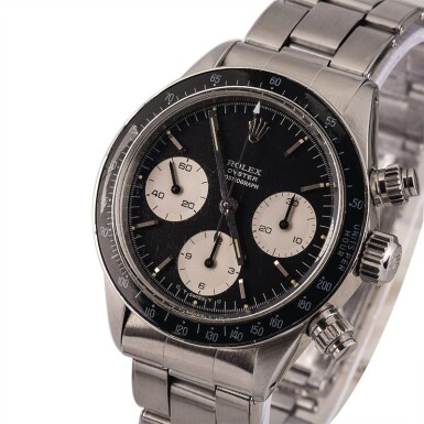 View full screen - View 1 of Lot 12. ROLEX | Daytona, Ref. 6263, A Stainless Steel Chronograph Wristwatch with “Sigma” Dial and Oyster Bracelet, Circa 1974.