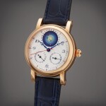Planetarium 2000 | A pink gold automatic wristwatch with month, date, and planetarium aperture depicting the relative placement of the planets around the sun, Circa 2008 | Christiaan Van Der Klaauw Planetarium 2000 粉紅金自動上鏈腕錶,備月份、日期及太陽系行星運行顯示,製作年份約 2008