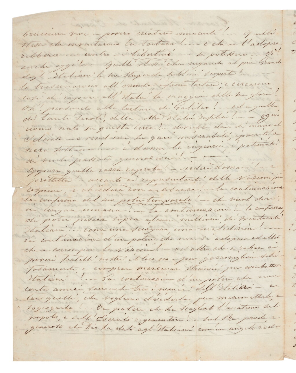 View full screen - View 1 of Lot 59. Giuseppe Garibaldi | Autograph manuscript Declaration to the students of Pavia, 1859.