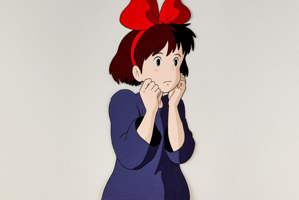 View full screen - View 1 of Lot 2. Kiki Holding Up her Chin, In Awe Animation Cel | 驚訝地托著下巴的琪琪賽璐璐.