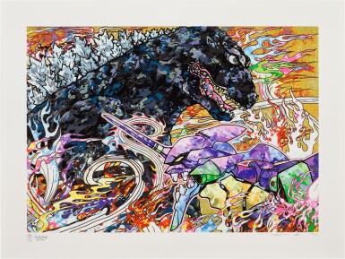 View full screen - View 1 of Lot 1057. TAKASHI MURAKAMI 村上隆 | HOMAGE TO DIRECTOR HIDEAKI ANNO: GODZILLA RESURGENCE & EVANGELION 向導演庵野秀明致敬:哥吉拉對決新世紀福音戰士.