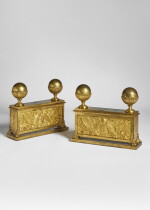 A Pair of Empire Gilt Bronze Chenets Attributed to Claude Galle, Circa 1805