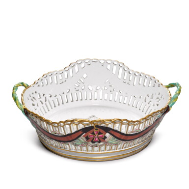View full screen - View 1 of Lot 53. A circular basket from the Service of the Order of St Vladimir, Gardner Porcelain Manufactory, late 18th century.