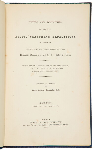 View full screen - View 1 of Lot 115. (Franklin, Sir John) — James Mangles (ed.) | Expanded second edition, with an additional chart.