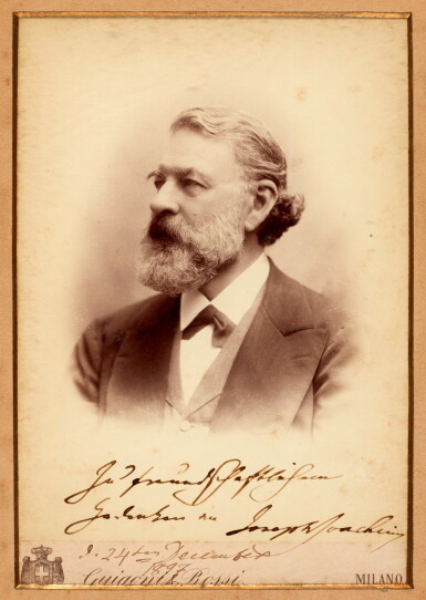 View full screen - View 1 of Lot 31. J. Joachim (1831-1907). Large photograph signed and inscribed, 24 December 1897.
