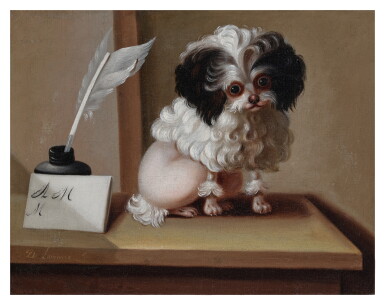View full screen - View 1 of Lot 353. Portrait of a small poodle, said to be “Pompon,” a beloved dog of Marie Antoinette.