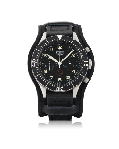 View full screen - View 1 of Lot 23. HEUER | BUNDESWEHR, REF 1550SG STAINLESS STEEL MILITARY FLYBACK CHRONOGRAPH WRISTWATCH CIRCA 1970.