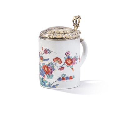 View full screen - View 1 of Lot 579. A Meissen porcelain Kakiemon tankard, circa 1735, with silver-gilt mount.