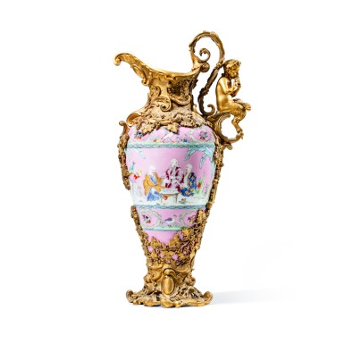 View full screen - View 1 of Lot 221. A Louis XV style gilt-bronze mounted Samson porcelain ewer, late 19th century | Aiguière en porcelaine de Samson et bronze doré de style Louis XV, fin XIXe siècle.