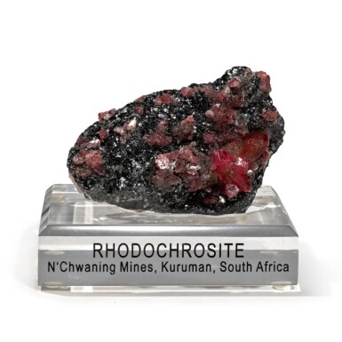 View full screen - View 1 of Lot 41. Rhodochrosite on Manganite.