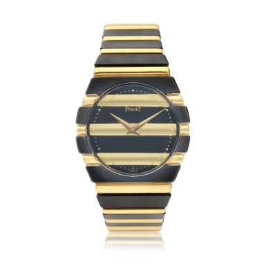 View full screen - View 1 of Lot 52. Reference 761 C 701 Polo A PVD-coated white gold and yellow gold bracelet watch, Circa 1983.