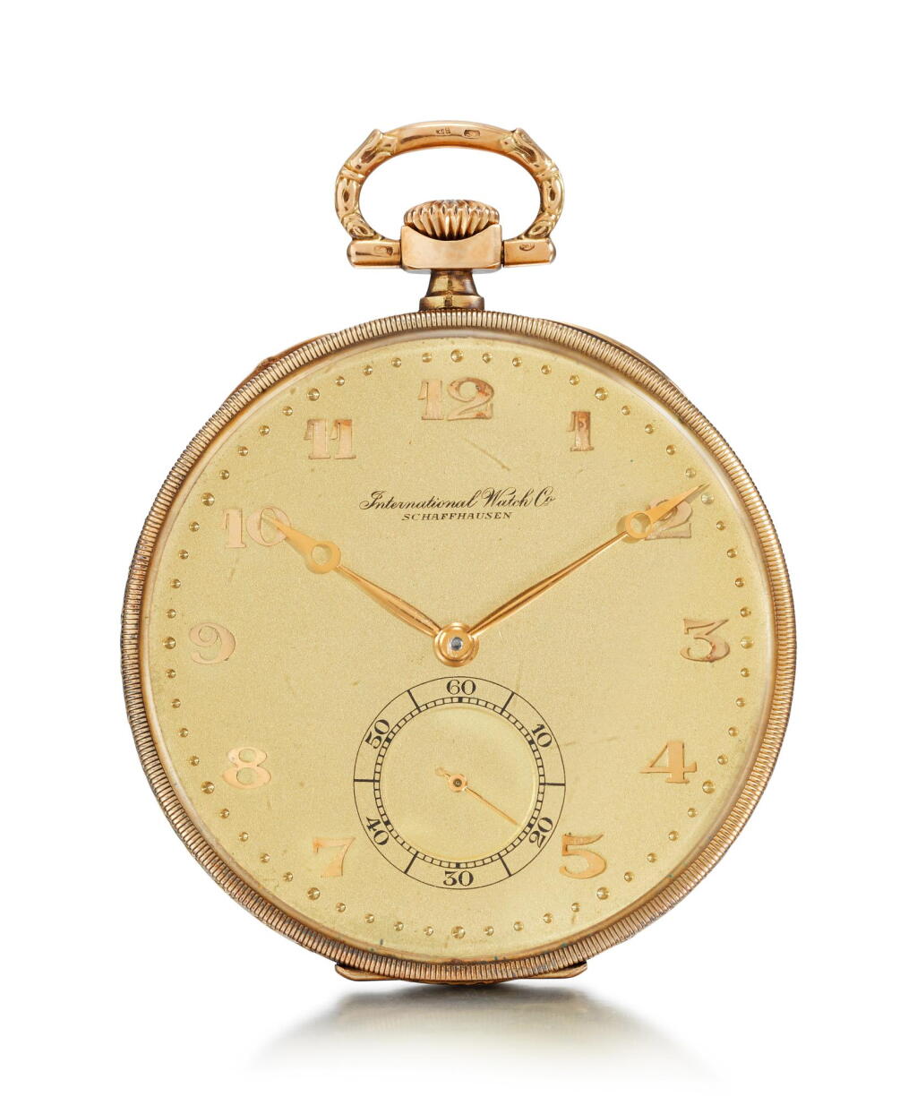 View full screen - View 1 of Lot 8090. INTERNATIONAL WATCH CO. | A YELLOW GOLD OPENFACE WATCH, CIRCA 1910.