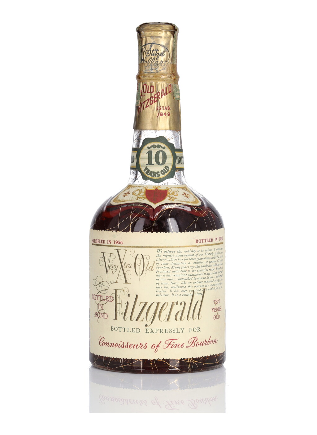 View full screen - View 1 of Lot 316. Very Xtra Old Fitzgerald 10 Year Old 100 Proof 1956 (1 Bottle 4/5 Quart).