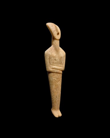 View full screen - View 1 of Lot 1. A Cycladic Marble Figure of a Goddess, Early Bronze Age II, circa 2600-2400 B.C.