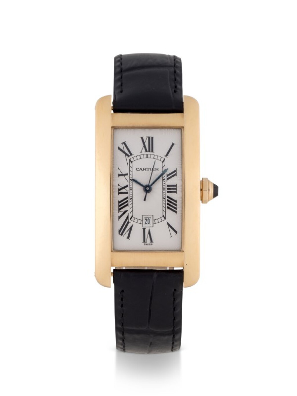 View full screen - View 1 of Lot 101. CARTIER | TANK AMERICAINE, REF 1725 YELLOW GOLD WRISTWATCH WITH DATE CIRCA 1995.