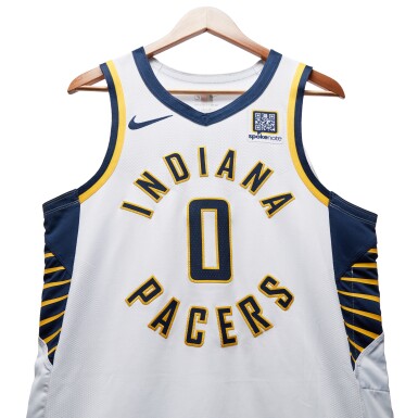 View full screen - View 1 of Lot 4. Tyrese Haliburton Indiana Pacers 2024-2025 Game Worn Association Edition Jersey | Double-Double .