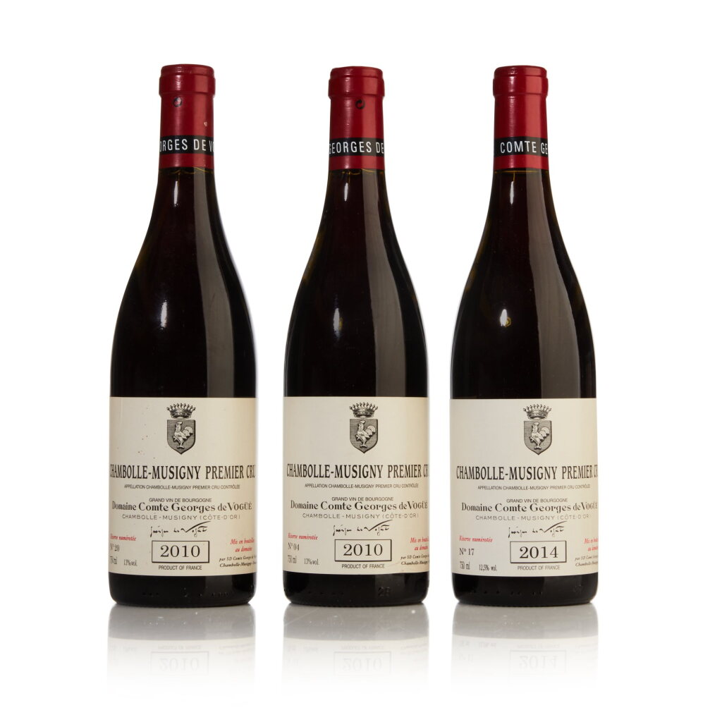 View full screen - View 1 of Lot 347. Chambolle Musigny 2010 and 2014 by Comte Georges de Vogüé (3 BT).