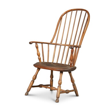 View full screen - View 1 of Lot 602. Rare High-Back Sack-Back Windsor Knuckle Armchair, Lancaster County, Pennsylvania, Circa 1785.