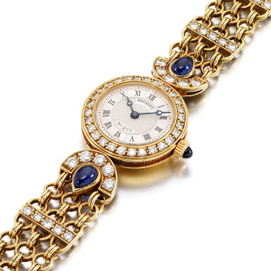 View full screen - View 1 of Lot 248. Sapphire and diamond watch.