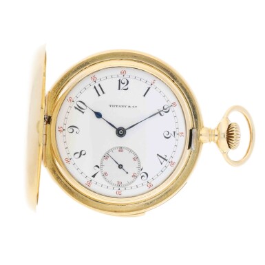 View full screen - View 1 of Lot 102. Retailed by Tiffany & Co.: A yellow gold hunting cased watch with 5-minute repeater, Made in 1902.