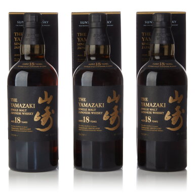 View full screen - View 1 of Lot 114. The Yamazaki 18 Year Old 43.0 abv NV (3 Bottles 70cl).