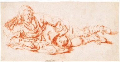 View full screen - View 1 of Lot 110. A man reclining, leaning on his right elbow.