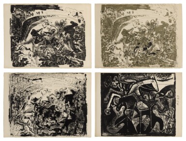 View full screen - View 1 of Lot 80. PABLO PICASSO | LA GRANDE CORRIDA; LA GRANDE CORRIDA II; LA GRANDE CORRIDA III; AND CORRIDA. LE PICADOR (B. 598-599; M. 168-170 & 172).