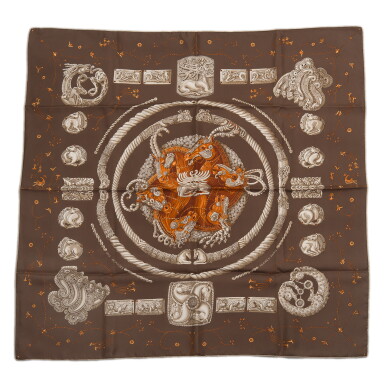 View full screen - View 1 of Lot 107. Hermès "Ors Nomades" Scarf 90cm of Silk Twill .