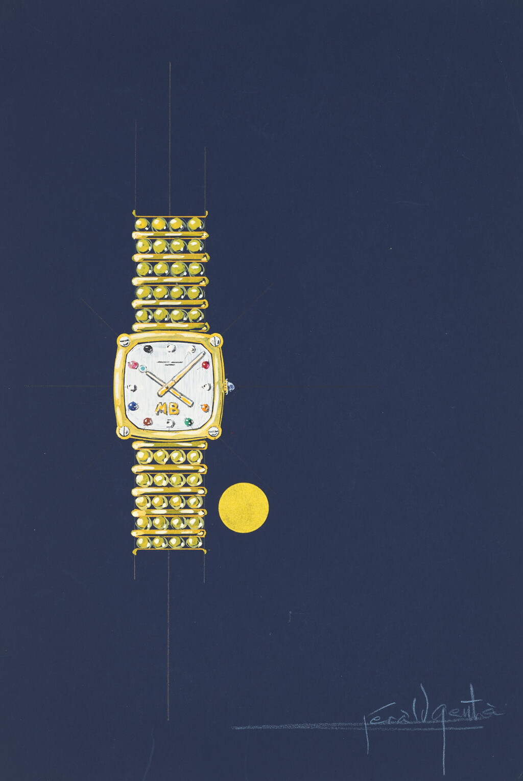 View full screen - View 1 of Lot 1026. An original prototype design of a bracelet watch with accompanying NFT, Circa 1990 .