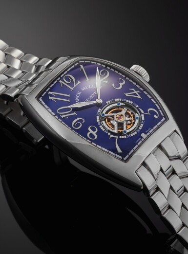 View full screen - View 1 of Lot 72. Reference 8880 T Master Imperial | A platinum tonneau shaped tourbillon wristwatch with bracelet, Circa 2010.