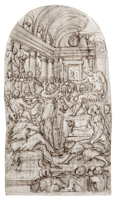 View full screen - View 1 of Lot 2. Dispute of Saint Catherine with Emperor Maxentius.