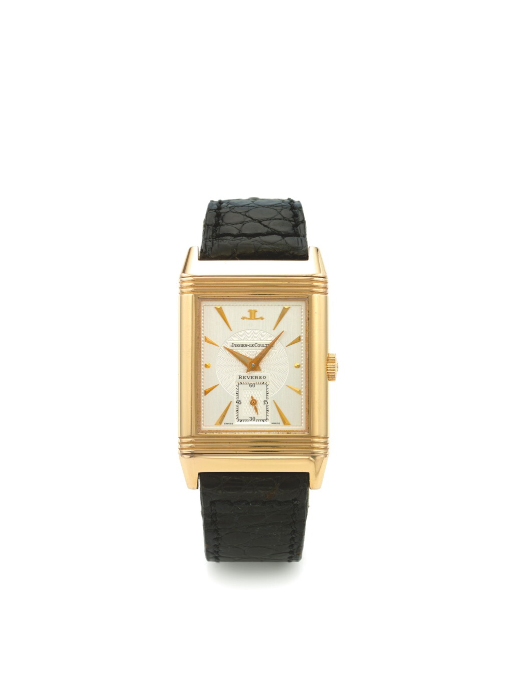 View full screen - View 1 of Lot 141. JAEGER-LECOULTRE | REF 270.2.62 REVERSO, A PINK GOLD RECTANGULAR REVERSIBLE WRISTWATCH CIRCA 1995.