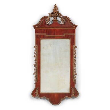 View full screen - View 1 of Lot 1100. Very Fine and Rare Chippendale Parcel-Gilt and Figured Mahogany 'Constitution' Looking Glass, Philadelphia, Pennsylvania or England, Circa 1770.