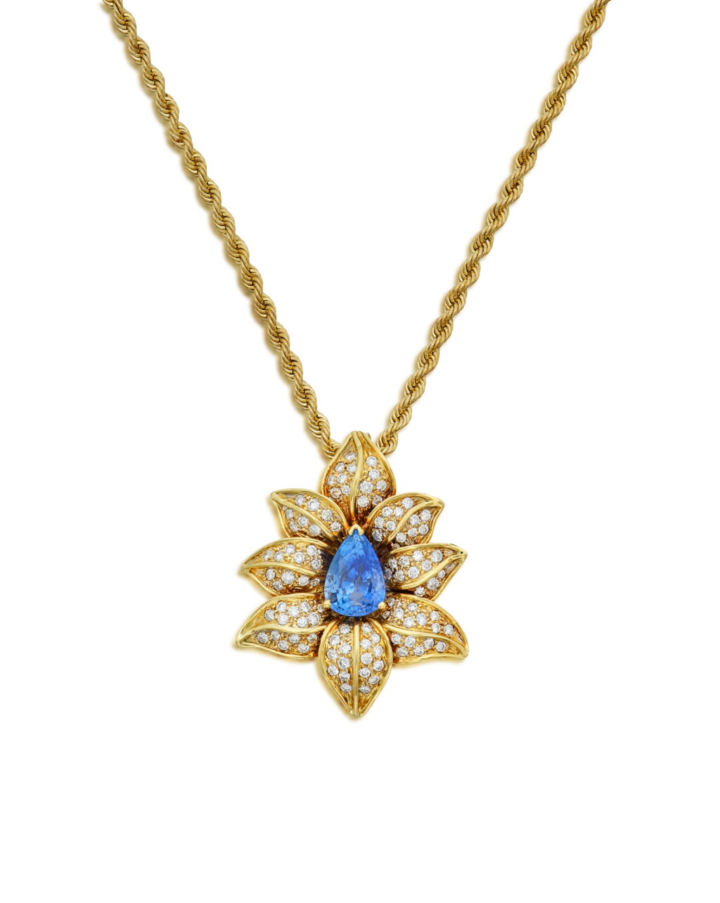View full screen - View 1 of Lot 208. Sapphire and Diamond Pendant-Brooch.