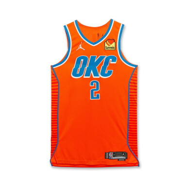 View full screen - View 1 of Lot 48. Shai Gilgeous-Alexander Oklahoma City Thunder 2021-2022 Game Worn Association Edition Jersey.