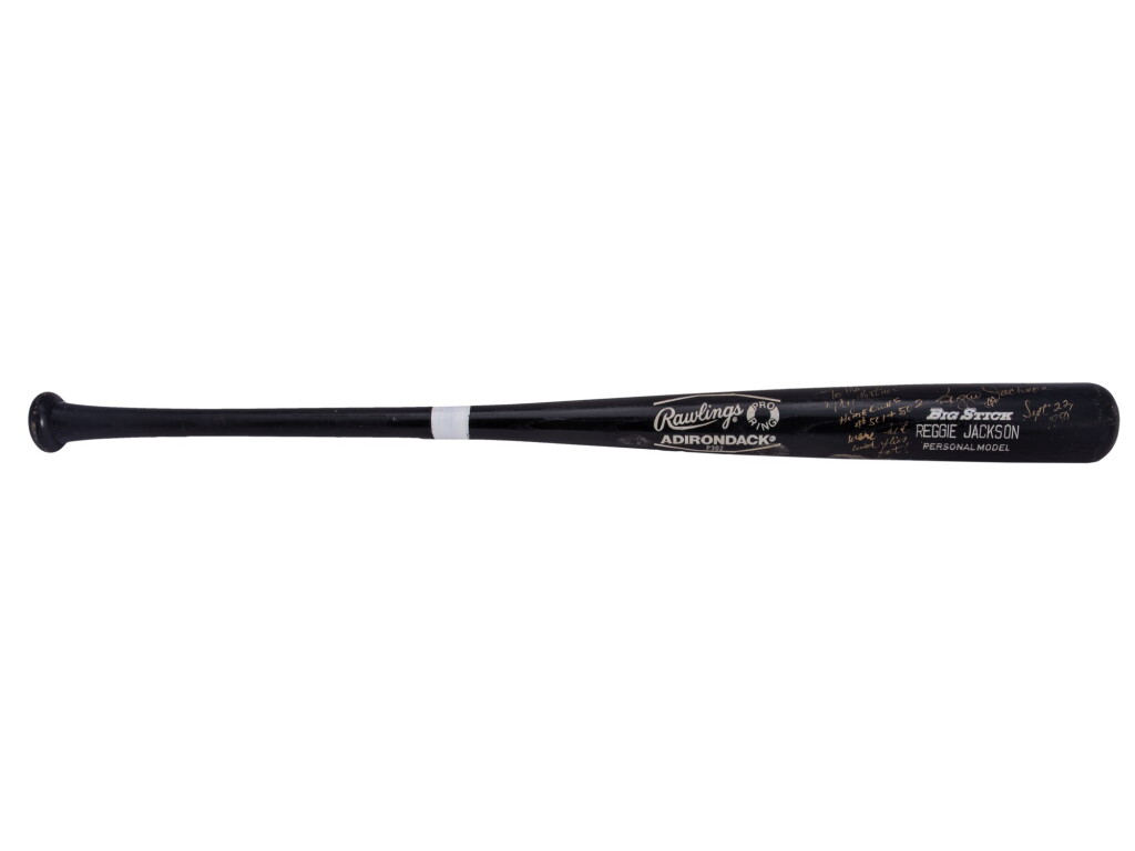 View full screen - View 1 of Lot 52. 1984 Reggie Jackson Game Used, Signed & Inscribed Bat Used For Career Home Runs 501 & 502 - Gifted To Gene Autry (PSA/DNA 10, Beckett & Autry LOA).