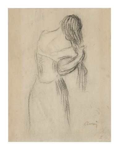 View full screen - View 1 of Lot 9. PIERRE-AUGUSTE RENOIR | FEMME SE COIFFANT (FRAGMENT).